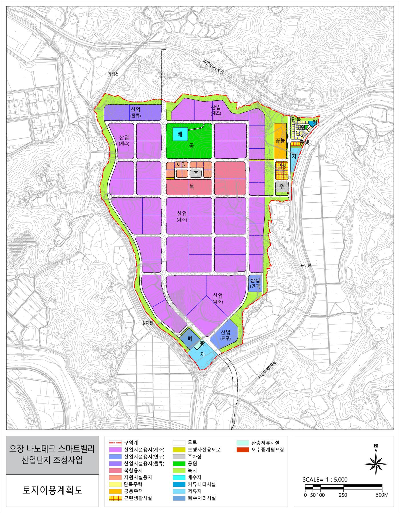 충북개발공사 오창 나노테크 산업단지 토지이용계획도.