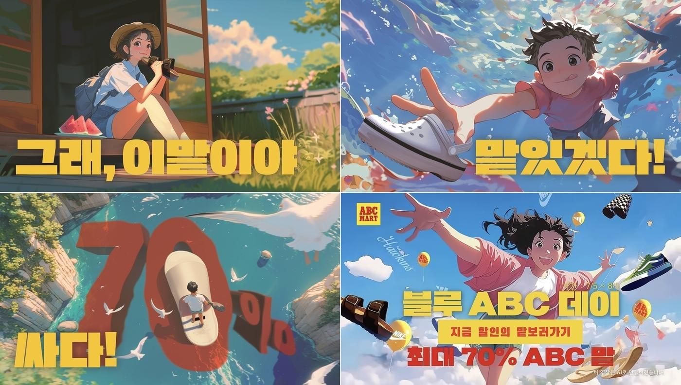 ABC마트는 인공지능&#40;AI&#41; 기술 기반 &#39;블루 ABC데이&#39; 캠페인으로 1020 영타깃 공략에 성공하면서 &#39;2024 대한민국 디지털 광고 대상&#39; AI 크리에이티브 부문 금상을 수상했다.&#40;ABC마트제공&#41;