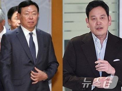 신동빈 롯데그룹 회장&#40;사진 왼쪽&#41;과 정용진 신세계그룹 회장. 2024.12.22/뉴스1 ⓒ News1 김도우 기자