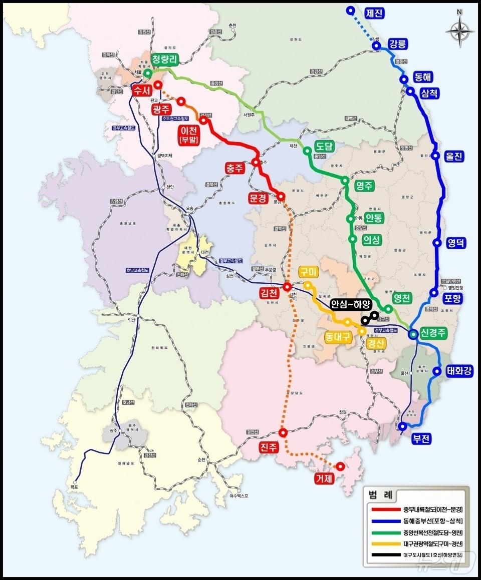 올해 말까지 경북지역에 개통되는 철도는 동해선&#40;포항~삼척&#41;, 중부내륙선&#40;이천~문경&#41;, 중앙선&#40;도담~영천&#41;, 대구권광역전철&#40;구미~경산&#41;, 대구도시철도1호선&#40;안심~하양&#41;이다. ⓒ News1 김대벽기자