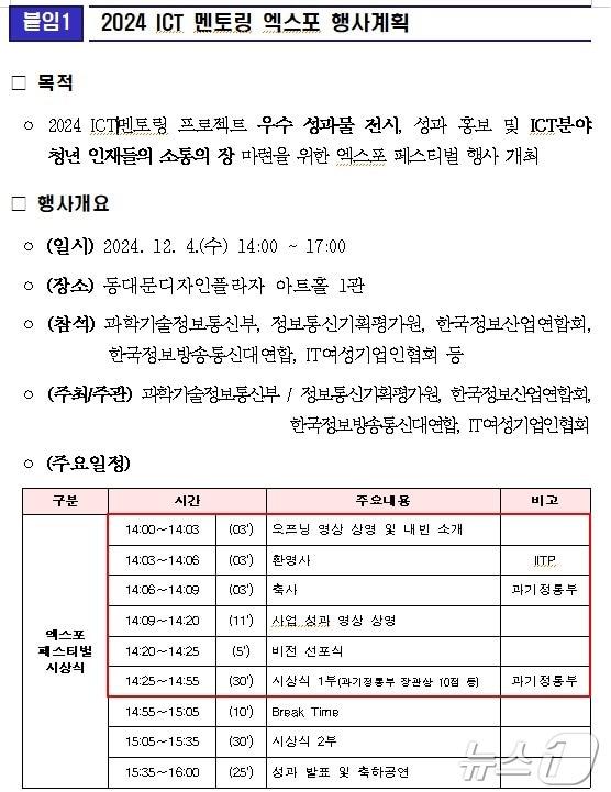 과학기술정보통신부는 4일 서울 동대문디자인플라자에서 &#39;2024 ICT 멘토링 엑스포&#39;를 주최한다고 밝혔다. &#40;과학기술정보통신부 제공&#41; 2024.12.03/뉴스1