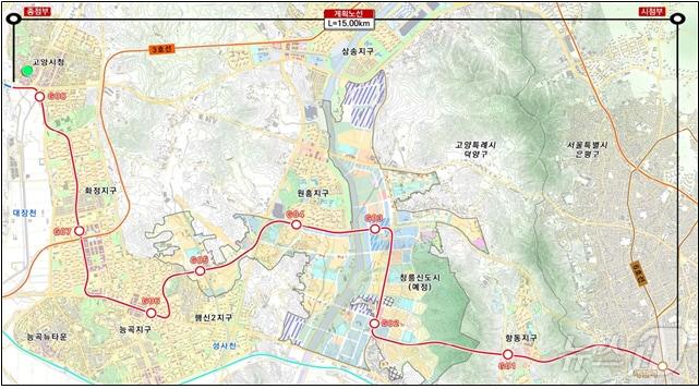 고양은평선 노선도. &#40;고양시 제공&#41;