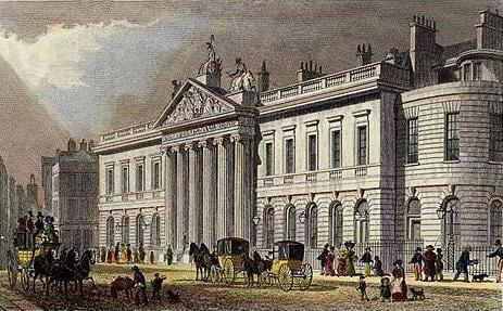 영국의 동인도회사. &#40;출처: :East India House by Thomas Shepherd, Engraved by W. Tombleso, 사진&#40;1829&#41;, Public domain, via Wikimedia Commons&#41;