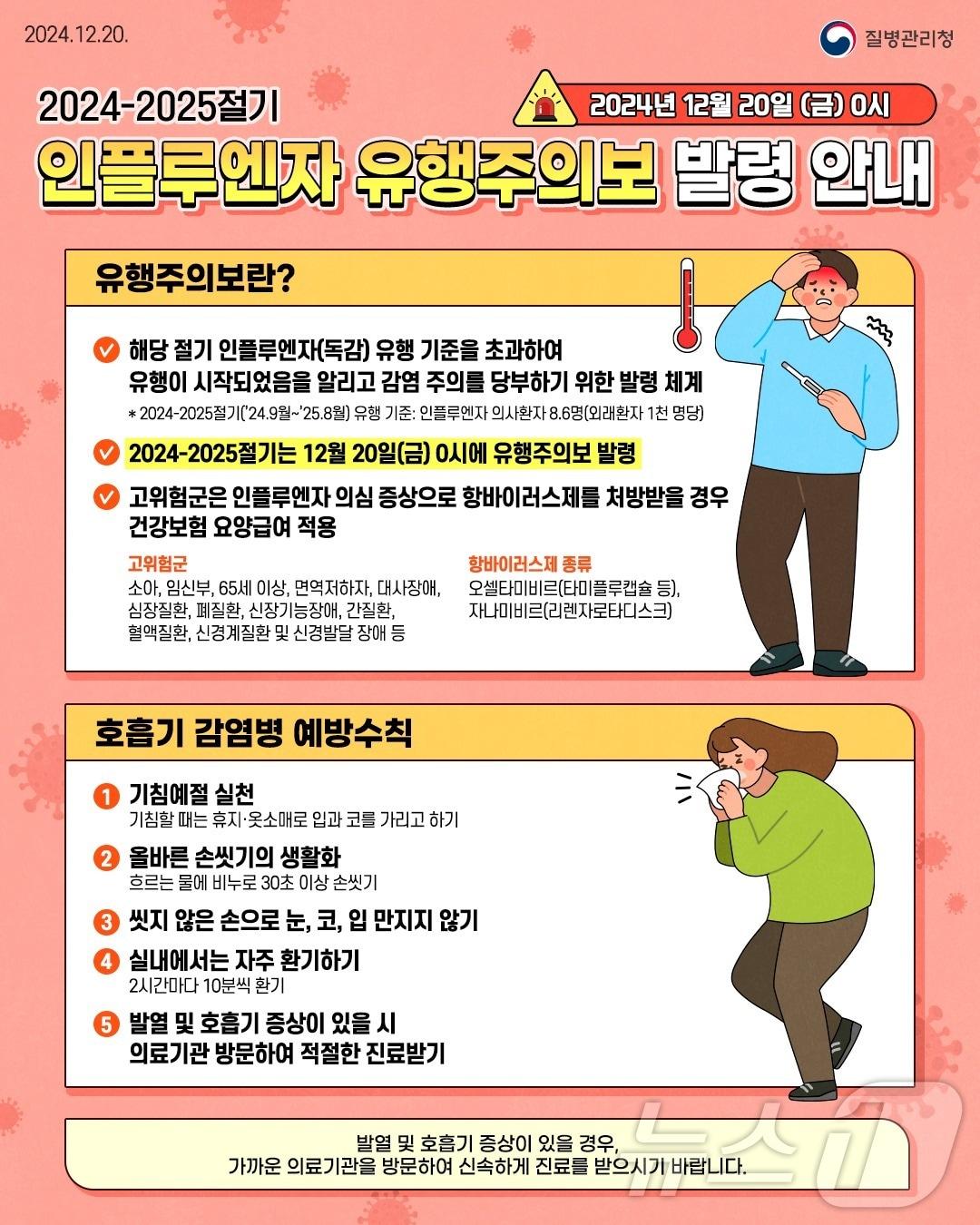 인플루엔자 유행주의보 및 호흡기 감염병 예방수칙.&#40;부산시청 제공&#41; 