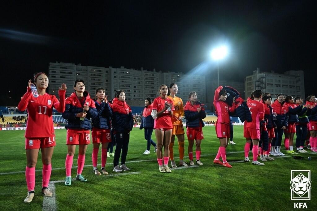 포르투갈에 1-5로 완패한 여자축구대표팀.&#40;대한축구협회 제공&#41;