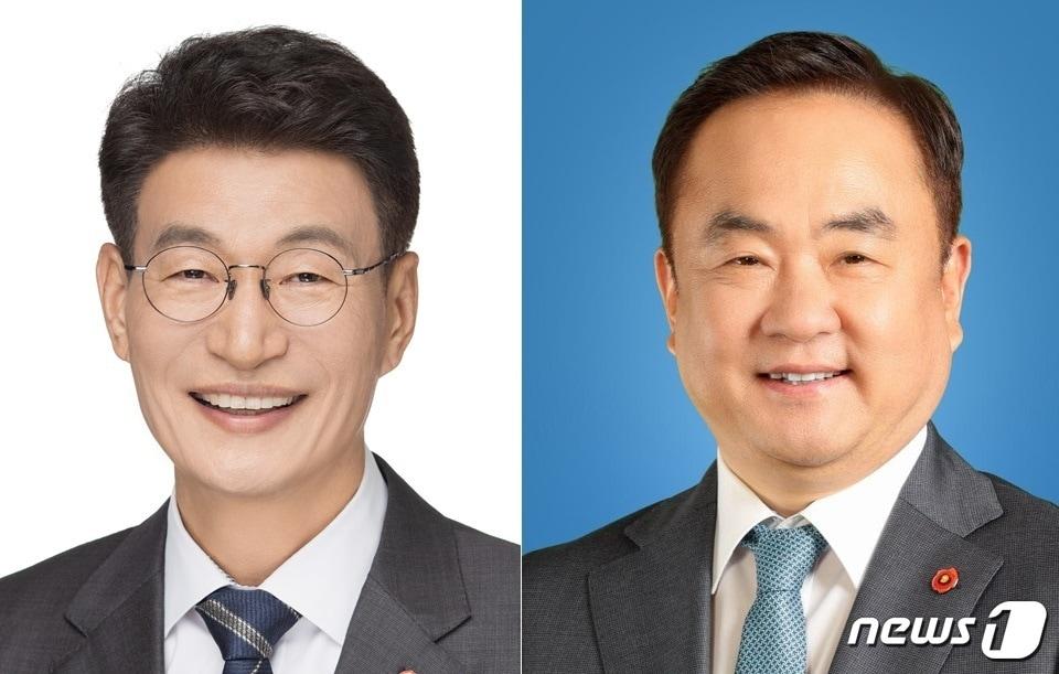 &#39;제주시갑&#39;에 출마한 더불어민주당 문대림 예비후보&#40;왼쪽&#41;, 송재호 예비후보/뉴스1