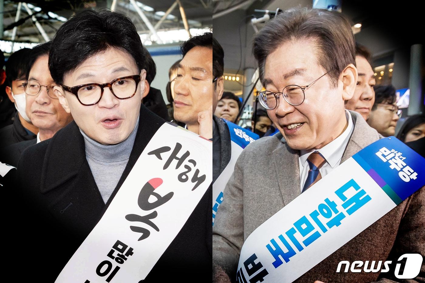 한동훈 국민의힘 비상대책위원장&#40;왼쪽&#41;과 이재명 더불어민주당 대표. 뉴스1 ⓒ News1 송원영 기자