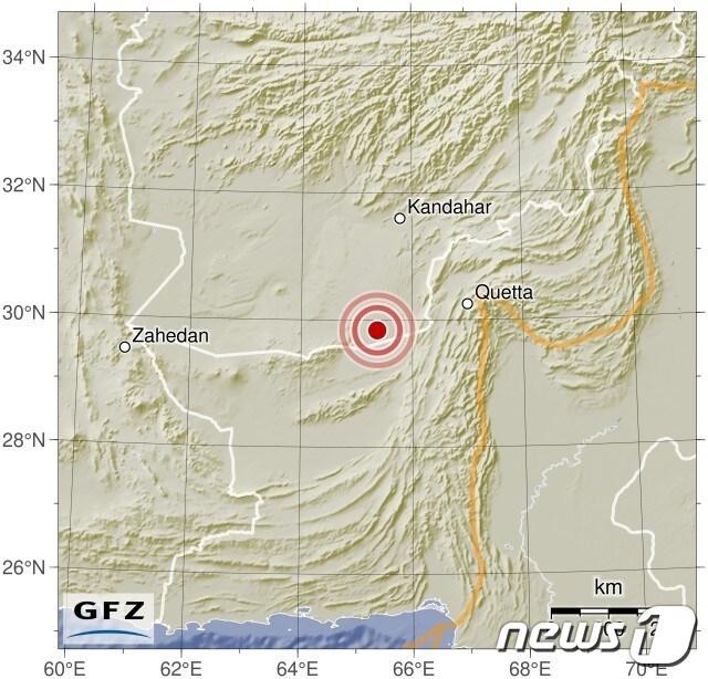 파키스탄에서 규모 5.5 지진이 발생했다. &lt;출처=독일지구과학연구센터&#40;GFZ&#41;&gt;
