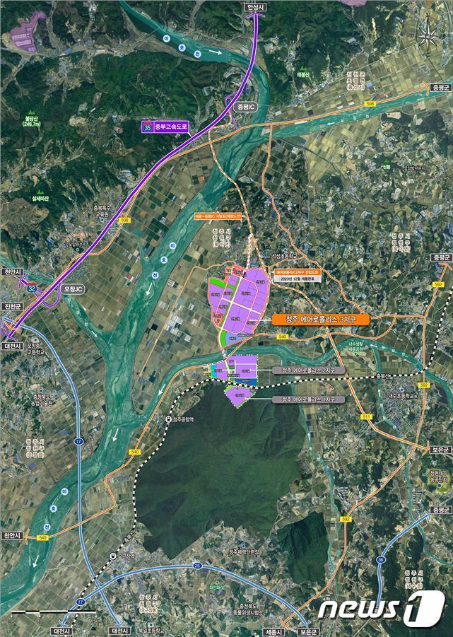 청주 에어로폴리스3지구 산업단지 위치도