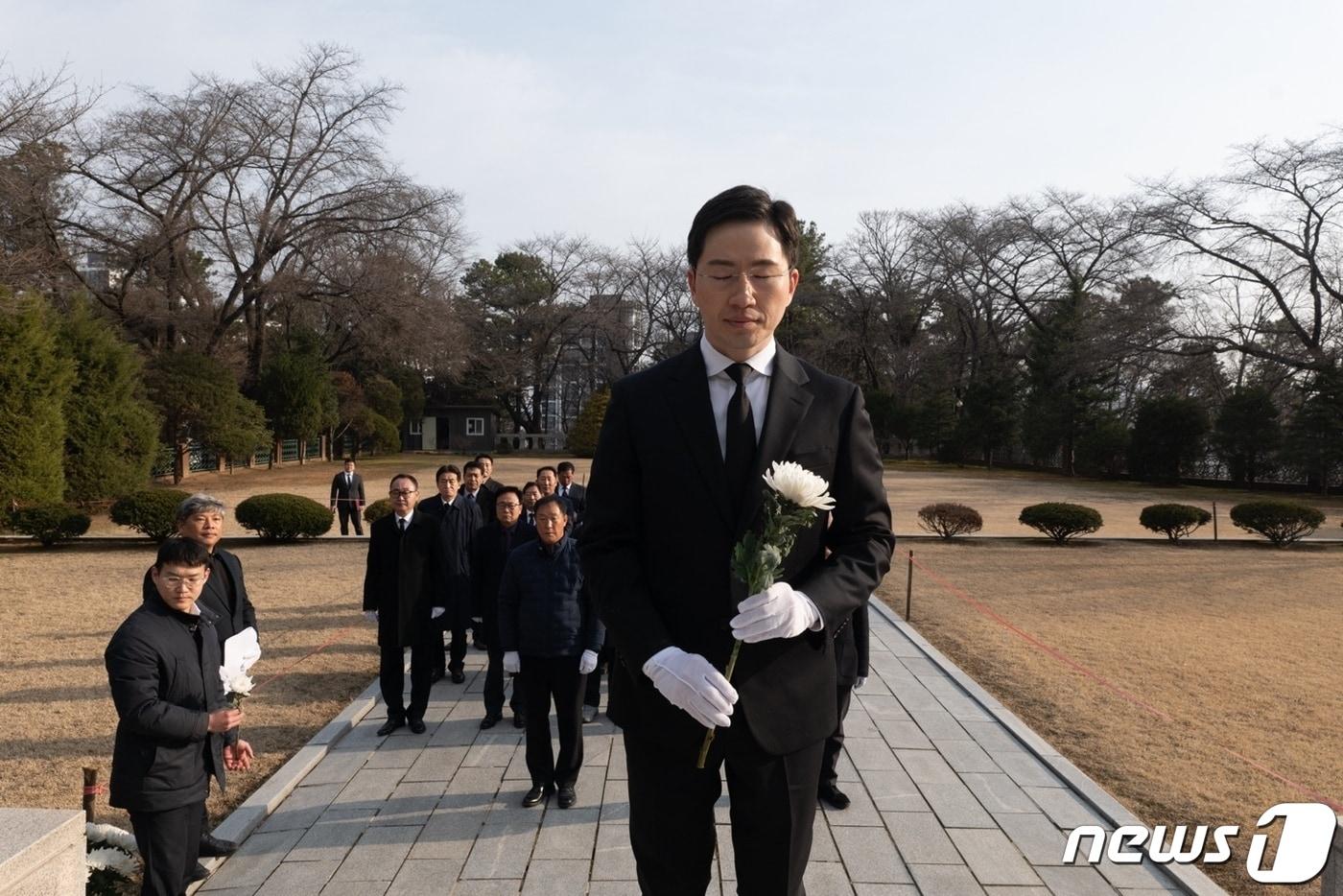 22일 용인 중앙공원에서 열린 &#39;서해수호의 날 천안함 피격 14주기 추모식&#39;에 참석한 이원모 예비후보.&#40;후보측 제공&#41;