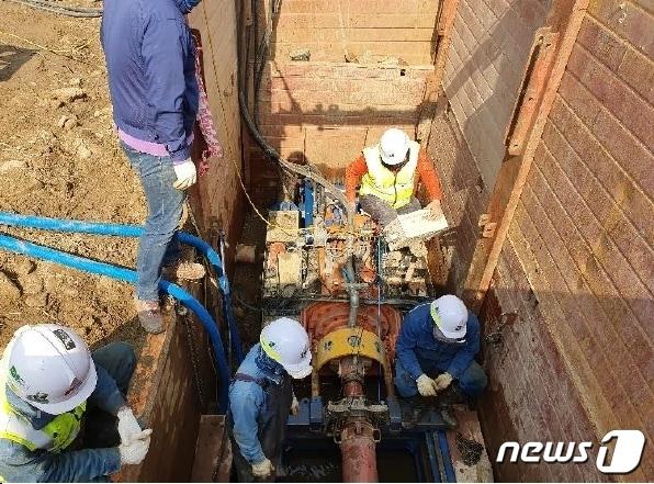 용인시가 진행 중인 하수관로 신설 공사 모습.&#40;용인시 제공&#41;