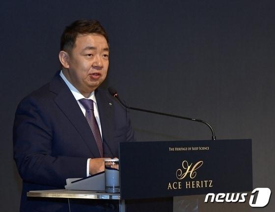 안성호 에이스침대 대표이사가 주주총회에서 발언하고 있다. 2024.3.27/뉴스1 ⓒ News1 김민석 기자