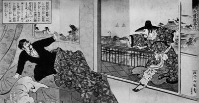 암살당하는 김옥균&#40;출처: Utagawa Kunimasa, 신문삽화&#40;1894&#41;, Wikimedia Commons, Public Domain&#41;