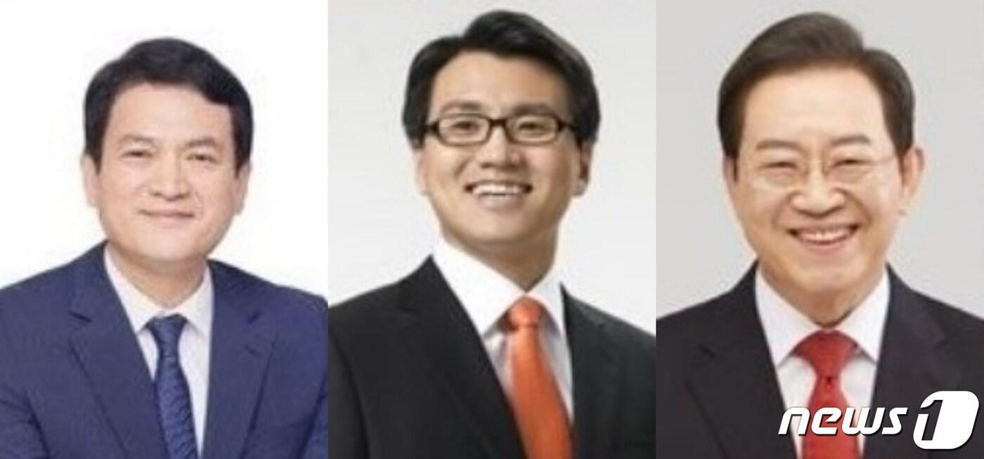  왼쪽부터 김경욱 민주당 후보, 김종현 진보당 후보, 이종배 국민의힘 후보.