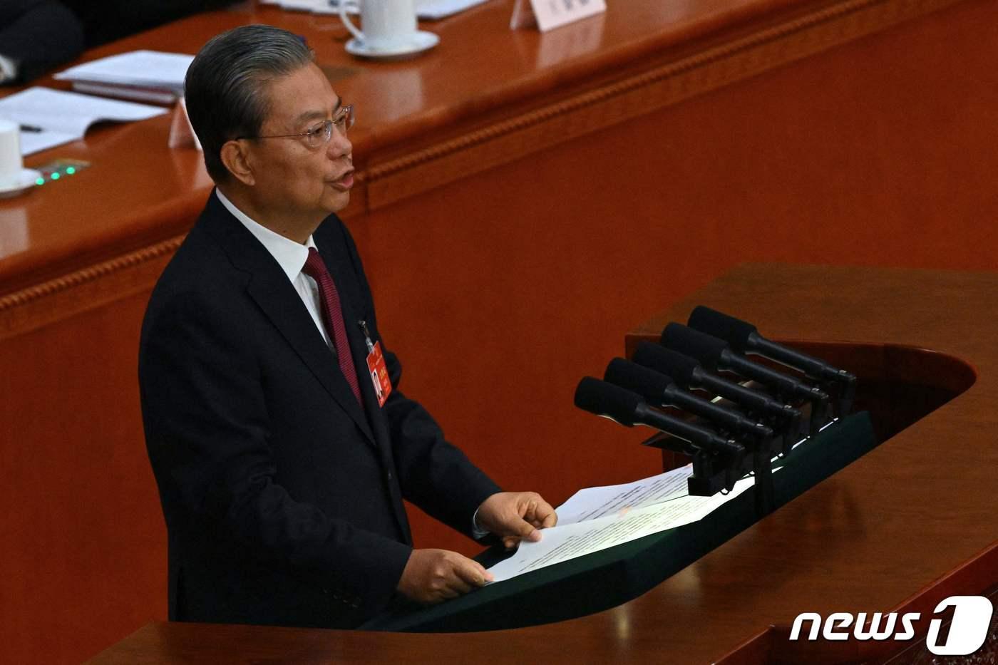 자오러지 중국 전인대 상무위원장. ⓒ AFP=뉴스1 ⓒ News1 우동명 기자