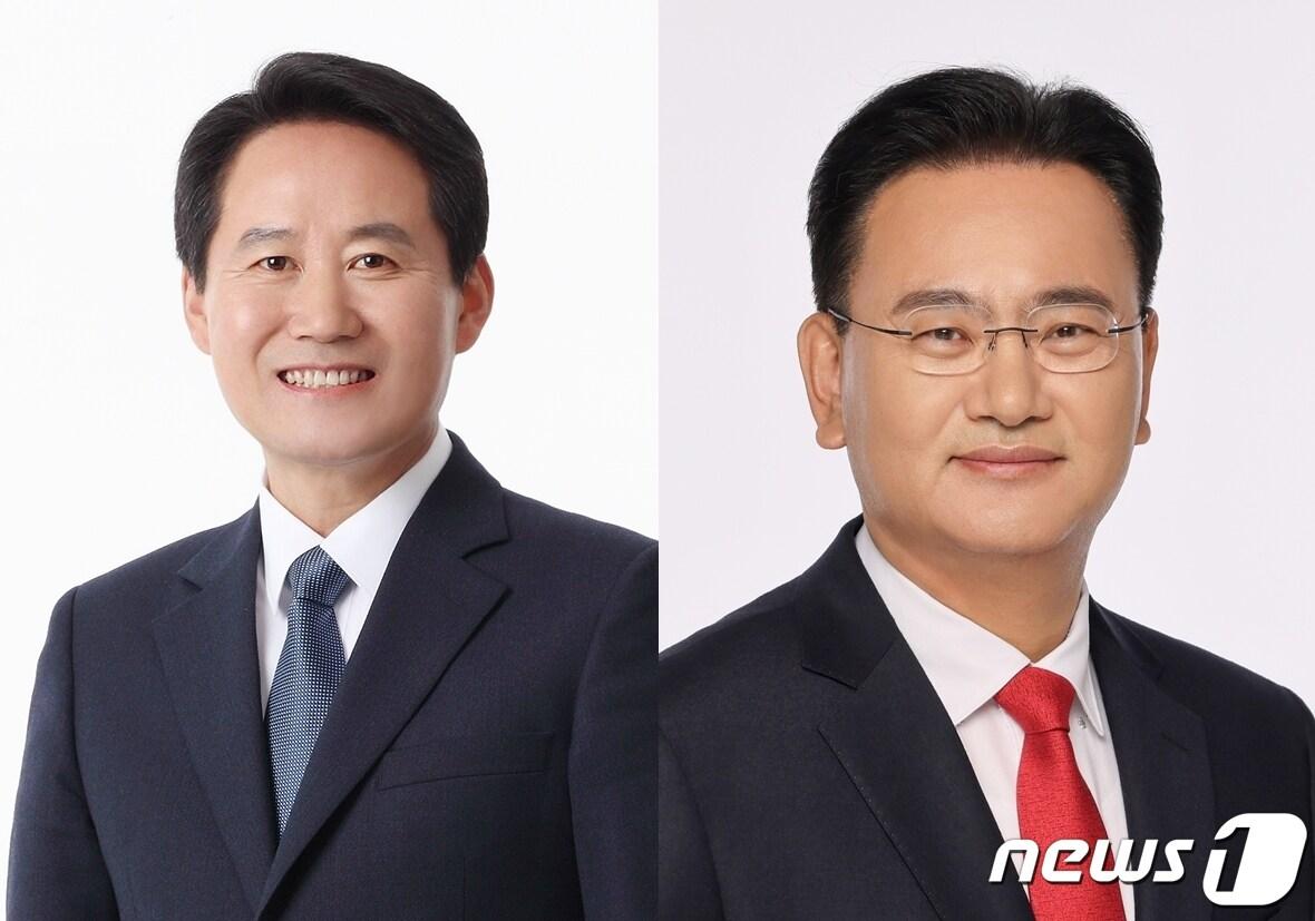 강원 홍천‧횡성‧영월‧평창 선거구에 출마한 더불어민주당 허필홍 후보&#40;왼쪽&#41;와 국민의힘 유상범 후보./뉴스1