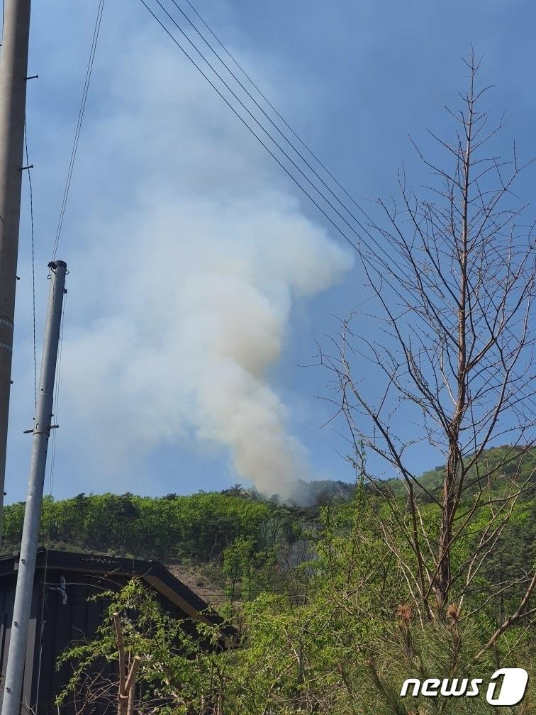 14일 오전 11시9분께 경기 김포시 월곶면의 문수산에서 불이 나 소방당국이 진화에 나섰다.&#40;경기 김포소방서 제공&#41;/뉴스1