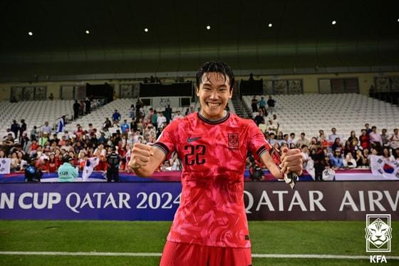 22일&#40;현지시간&#41; 카타르 도하 자심 빈 하마드 스타디움에서 열린 2024 아시아축구연맹&#40;AFC&#41; U23 아시안컵 B조 조별리그 최종전 한국과 일본의 경기 종료 후 이태석이 포즈를 취하고 있다.  &#40;축구협회 제공&#41; 2024.4.22/뉴스1 ⓒ News1 유승관 기자