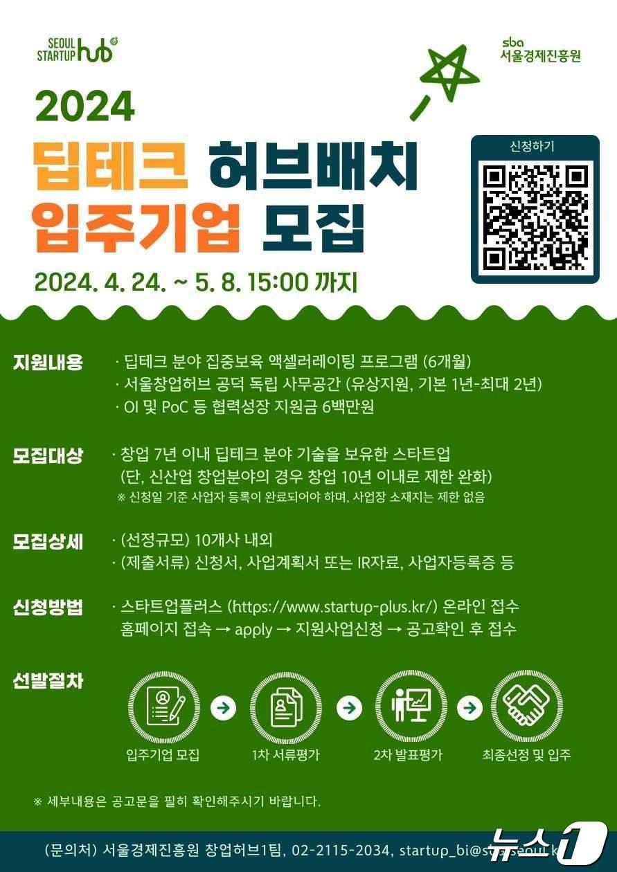 딥테크 허브배치 입주기업 모집. &#40;서울시 제공&#41;ⓒ 뉴스1