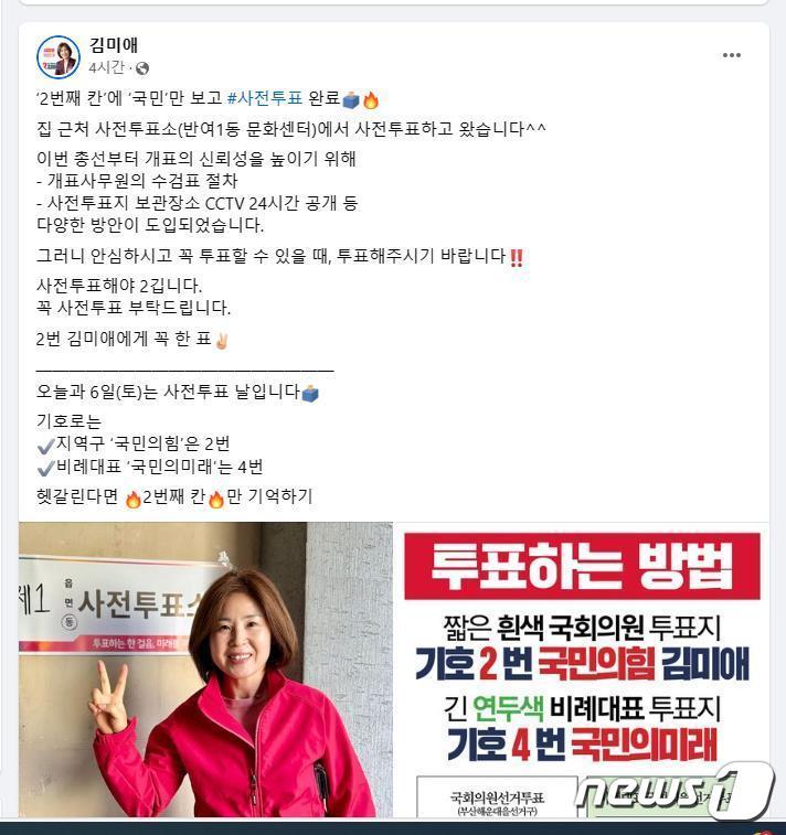  국민의미래 투표 독려 내용이 담긴 웹자보 &#40;김미애 페이스북 갈무리&#41;