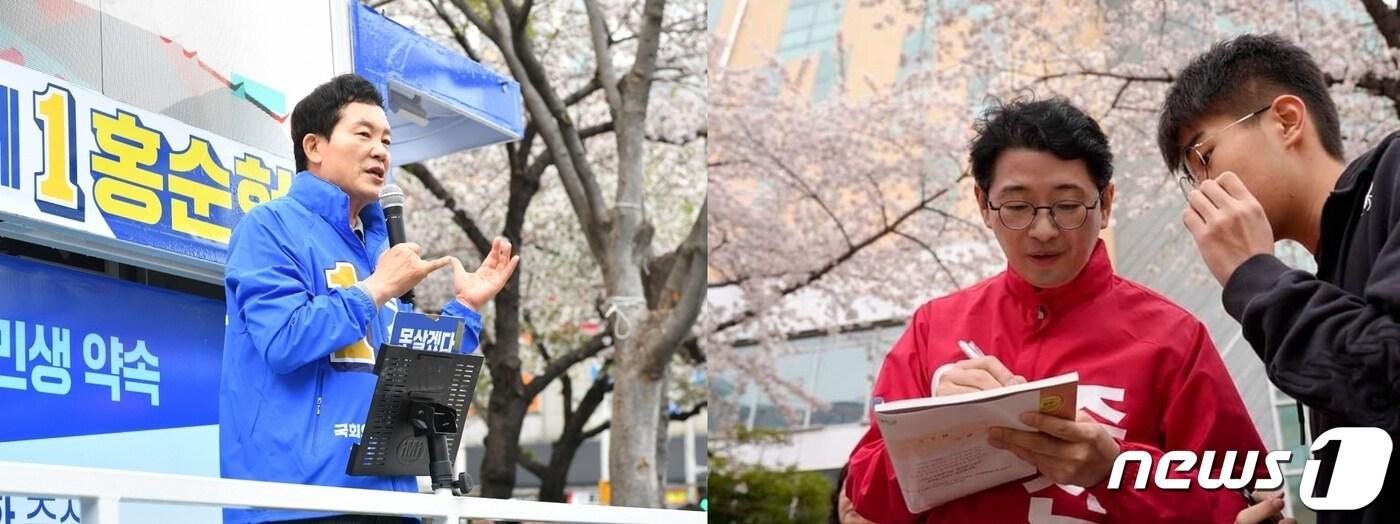 &#40;왼쪽부터&#41;해운대갑 홍순헌 더불어민주당, 주진우 국민의힘 후보