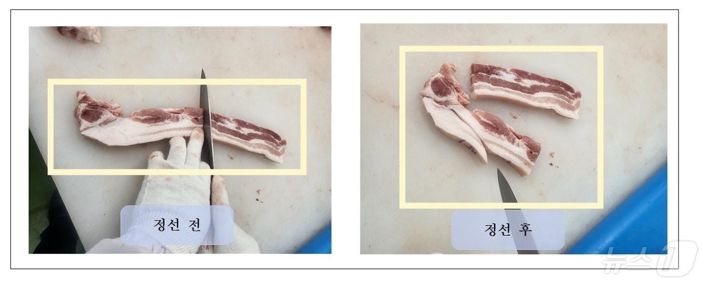  제주 돼지고기 비계 제거 전후 사진&#40;제주도 제공&#41;/뉴스1