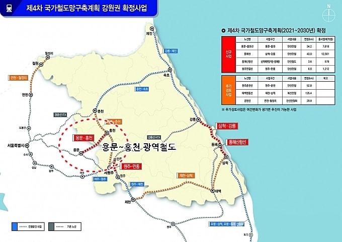  제4차 국가철도망구축계획 강원권 확정사업 노선도. /강원도 제공