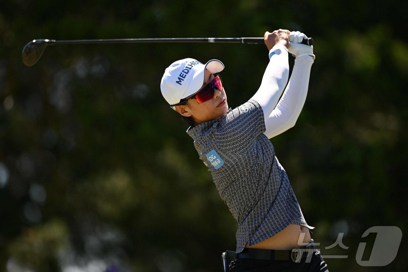 안나린이 9일&#40;현지시간&#41; 뉴저지주 갤러웨이의 시뷰 베이코스에서 6위를 기록한 LPGA 투어 숍라이트 LPGA 클래식 마지막 날 8번 홀서 샷을 하고 있다. 2024.06.10 ⓒ AFP=뉴스1 ⓒ News1 우동명 기자