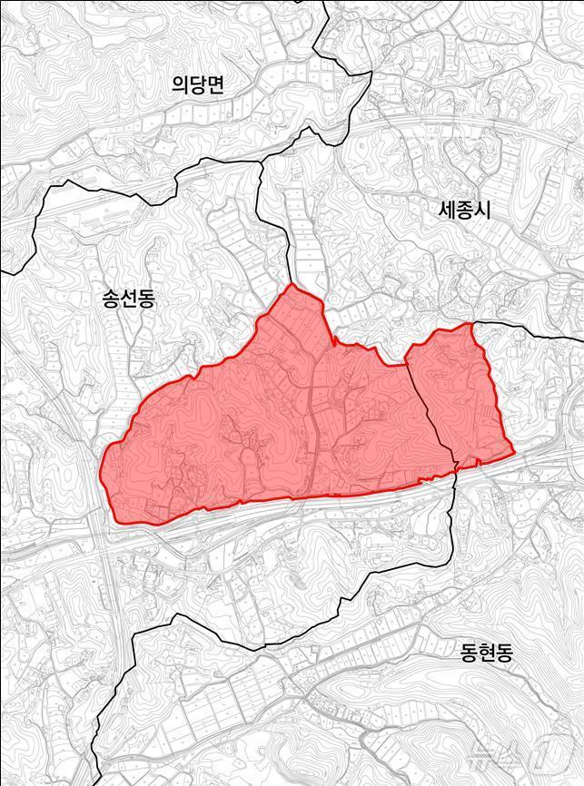 토지거래허가구역으로 재 지정된 충청남도 공주시 송선동‧동현동 일원.&#40;충남도 제공&#41; /뉴스1