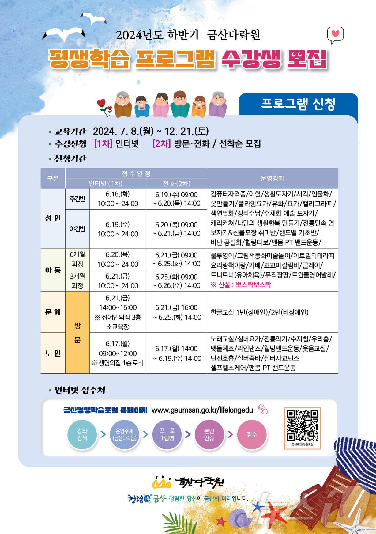 금산다락원 하반기 평생학습 프로그램 수강생 모집 홍보물./ 뉴스1 ⓒ News1 