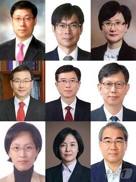 대법관 후보추천위원회&#40;후보추천위&#41;는 13일 대법관 제청 대상 후보자로 추천한 9명의 명단을 조희대 대법원장에게 서면으로 제출했다고 밝혔다. 노경필 수원고법 판사&#40;59·사법연수원 23기&#41;, 마용주 서울고법 판사&#40;54·23기&#41;, 박순영 서울고법 판사&#40;57·25기&#41;, 박영재 서울고법 판사&#40;55·22기&#41;, 오영준 서울고법 판사&#40;54·23기&#41;, 윤강열 서울고법 판사&#40;58·23기&#41;, 윤승은 서울고법 판사&#40;56·23기&#41;, 이숙연 특허법원 고법판사&#40;55·26기&#41;, 조한창 법무법인 도울 변호사&#40;59·18기&#41;가 최종 후보군으로 확정됐다. &#40;대법원 제공&#41;