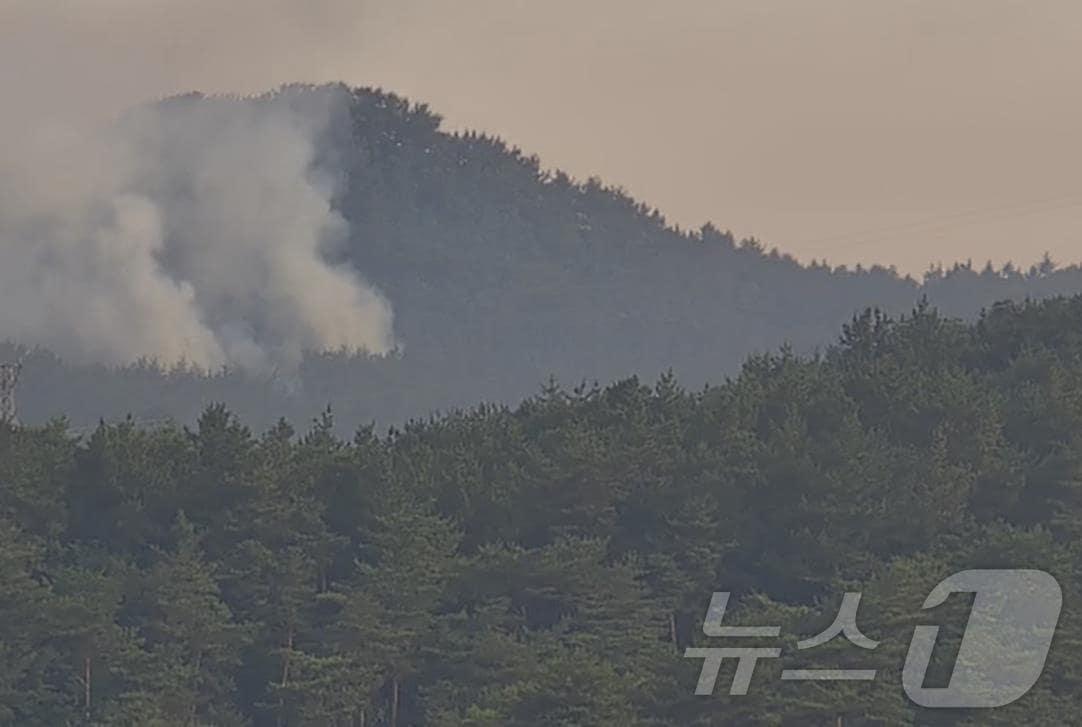  17일 충남 서산시 지곡면 환성리 일대 야산에서 산불이 발생했다.  &#40;산림청 제공&#41;/뉴스1