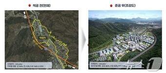 안산첨단국방융합지구 착공 전과 준공 후 조감도.&#40;대전시 제공&#41;