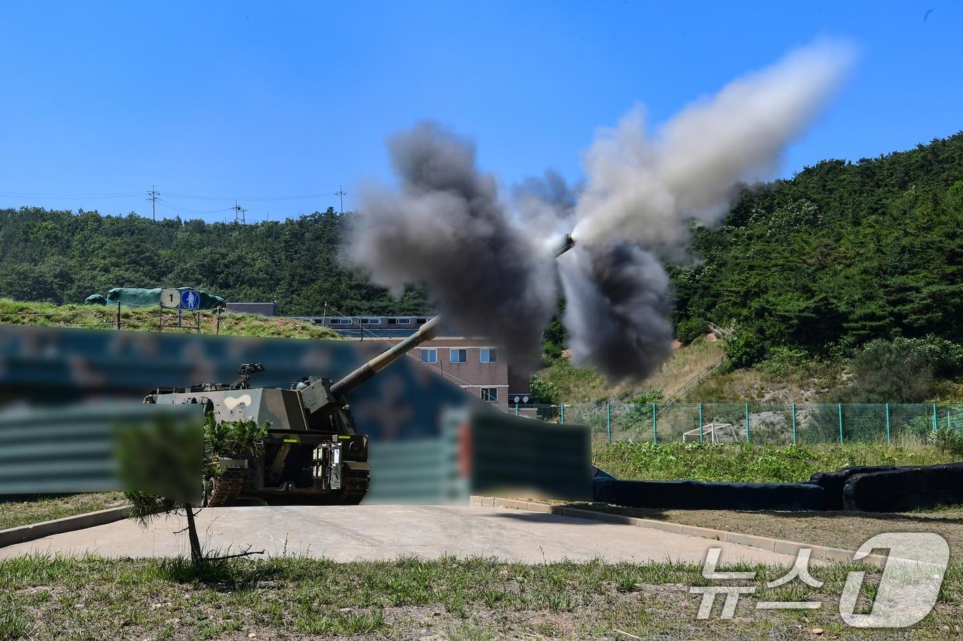 연평부대가 26일 연평도에서 K9 사격 훈련을 하고 있다. &#40;해병대사령부 제공&#41; 2024.6.26/뉴스1