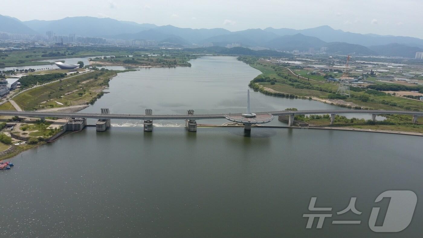 올들어 첫 조류경보 &#39;관심&#39; 단계가 발령된 낙동강 강정고령보 일대 전경&#40;대구환경청 제공&#41;