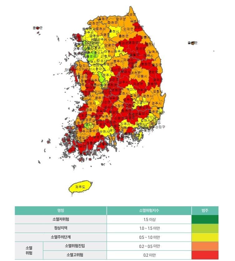 고용정보원이 발간한 &#39;지역산업과 고용&#39; 여름호에 실린 소멸위험지역 현황과 특징 분석