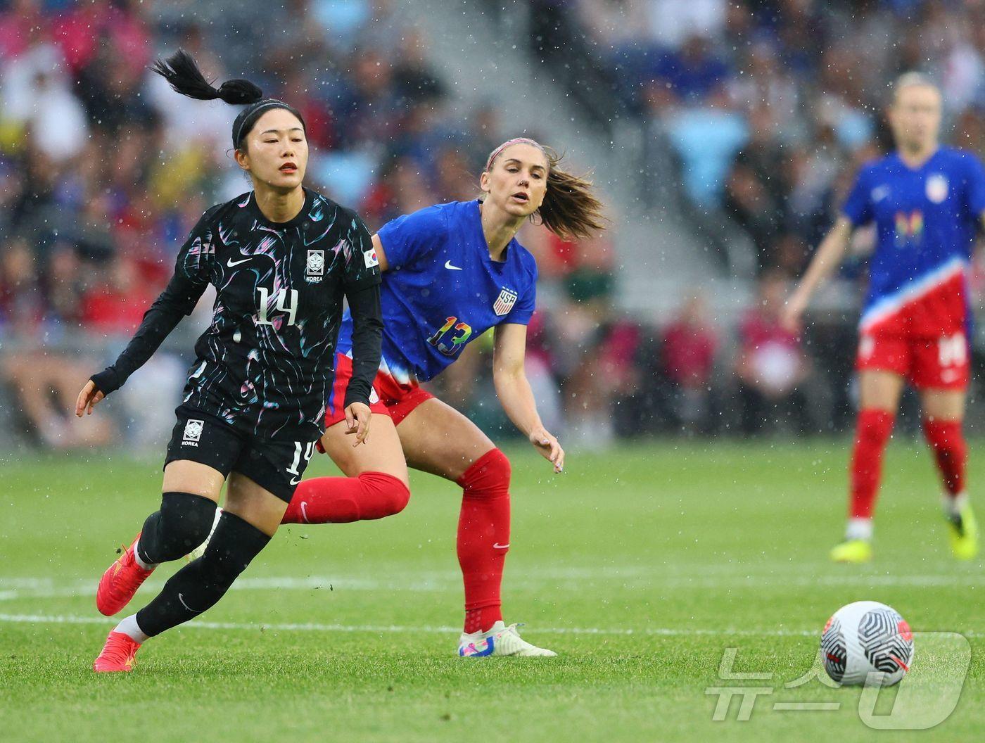 한국 여자축구대표팀이 미국에 0-3으로 졌다. ⓒ AFP=뉴스1