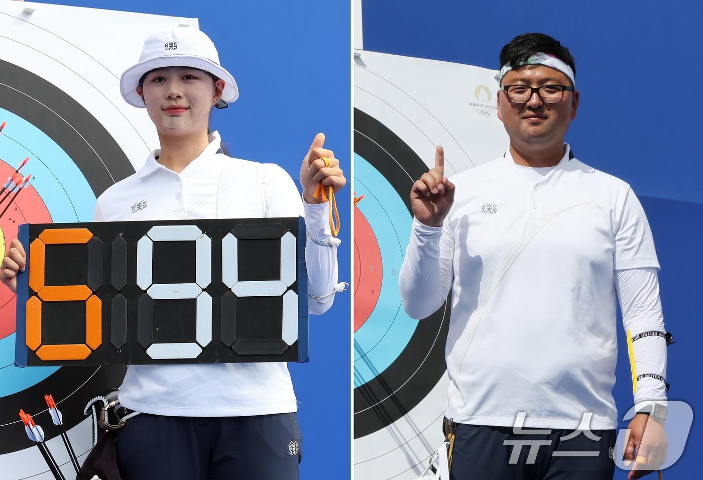 2024 파리올림픽 대한민국 양궁대표팀 임시현&#40;왼쪽&#41;과 김우진/뉴스1 ⓒ News1 이동해 기자