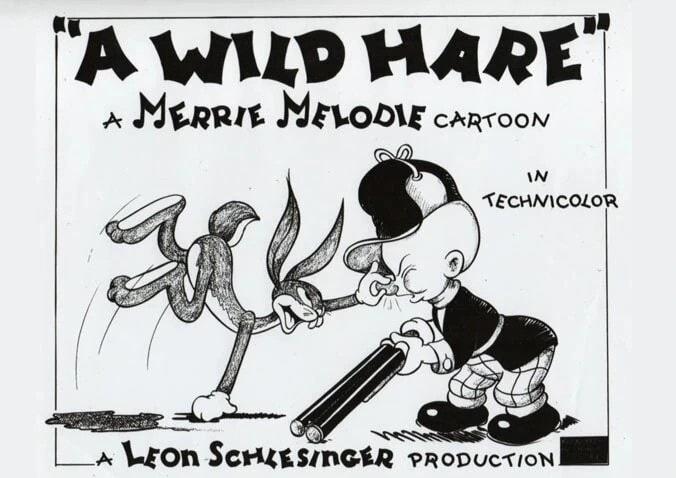 벅스 버니의 데뷔작 &#39;A Wild Hare&#39; Lobby Card. &#40;출처: Warner Bros. Cartoons &#40;formerly known as Leon Schlesinger Productions from 1933 until 1944&#41;, Wikimedia Commons, Public Domain&#41;