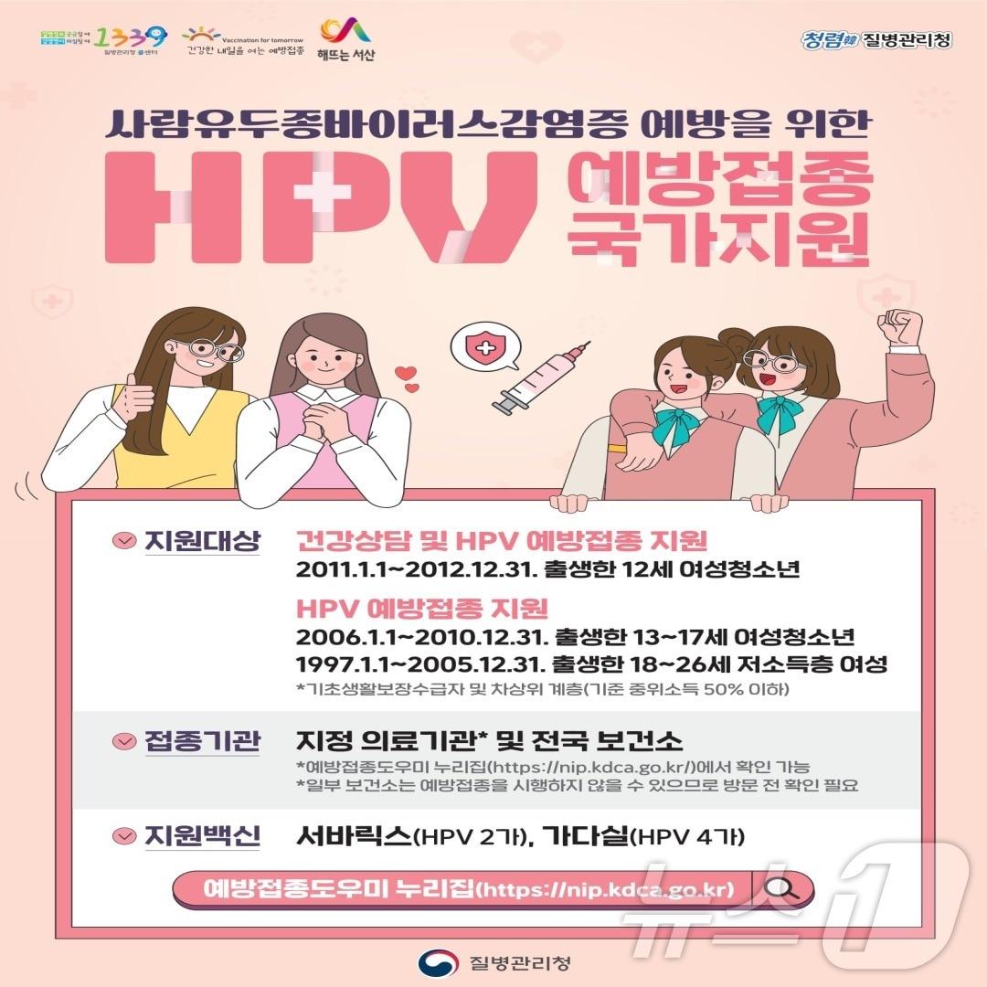 사람유두종바이러스&#40;HPV&#41; 예방접종 지원 안내 포스터. &#40;서산시 제공&#41; /뉴스1 