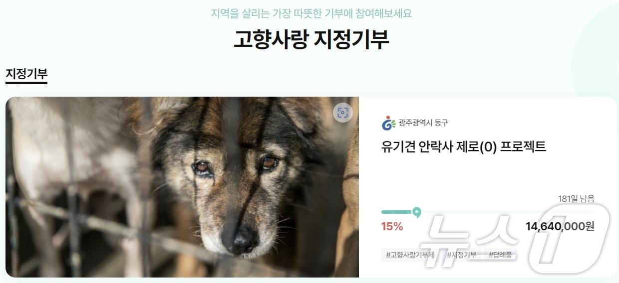 광주 동구 고향사랑기부금 신규 지정 기부 &#39;유기 동물 구조 보호&#39; 사업 모금. &#40;위기브 갈무리&#41;/뉴스1