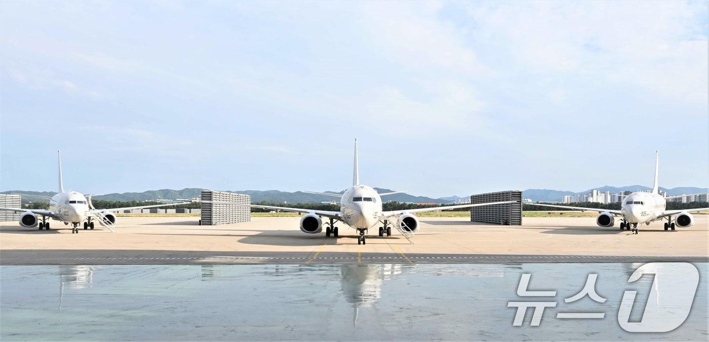 세계 최강 잠수함 킬러로 불리는 최신예 해상초계기-Ⅱ &#39;P-8A 포세이돈&#39; 6대의 인수식이 4일 오전 경북 포항 해군항공사령부에서 열렸다.  &#40;해군 제공&#41; 2024.7.4/뉴스1