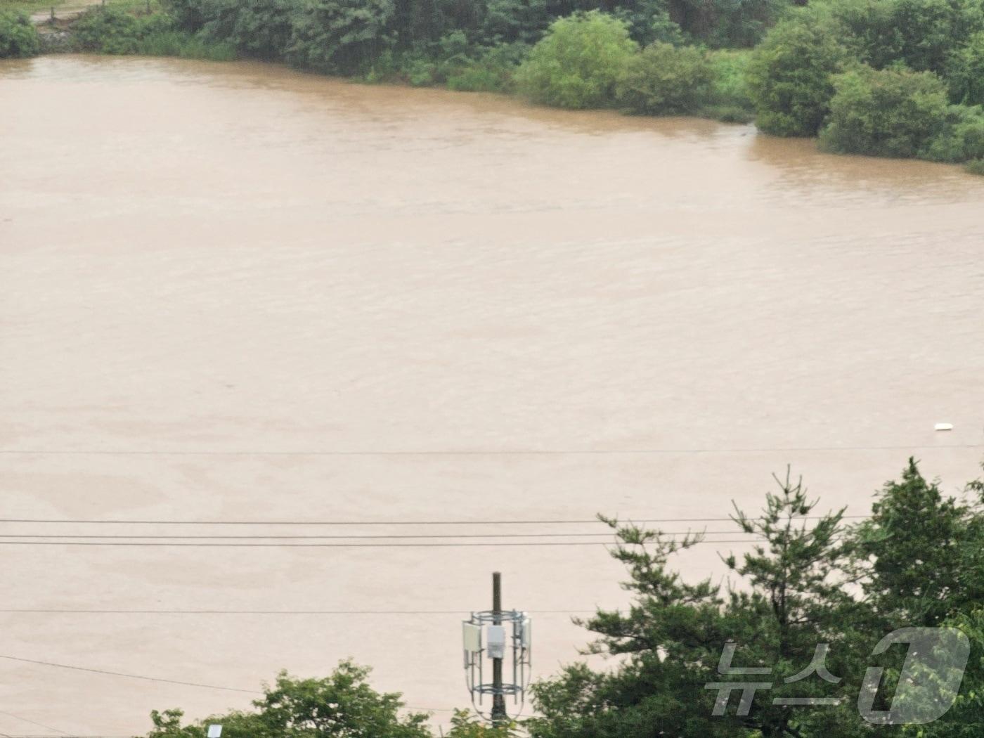 경북 북부에 폭우가 내린 8일 오전 안동시 반변천에 흙탕물이 흐르고있다.2024.7.8/뉴스1 신성훈 기자