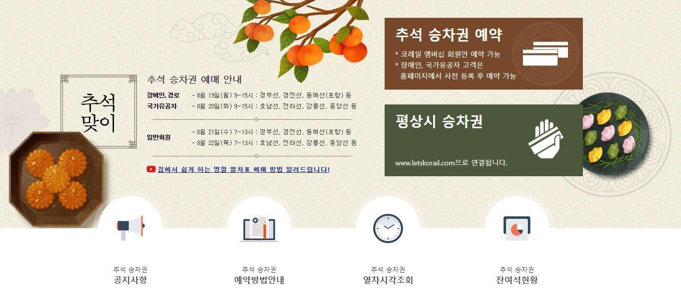 코레일 추석 승차권 온라인 예매 체험 사이트.&#40;한국철도공사 제공&#41;