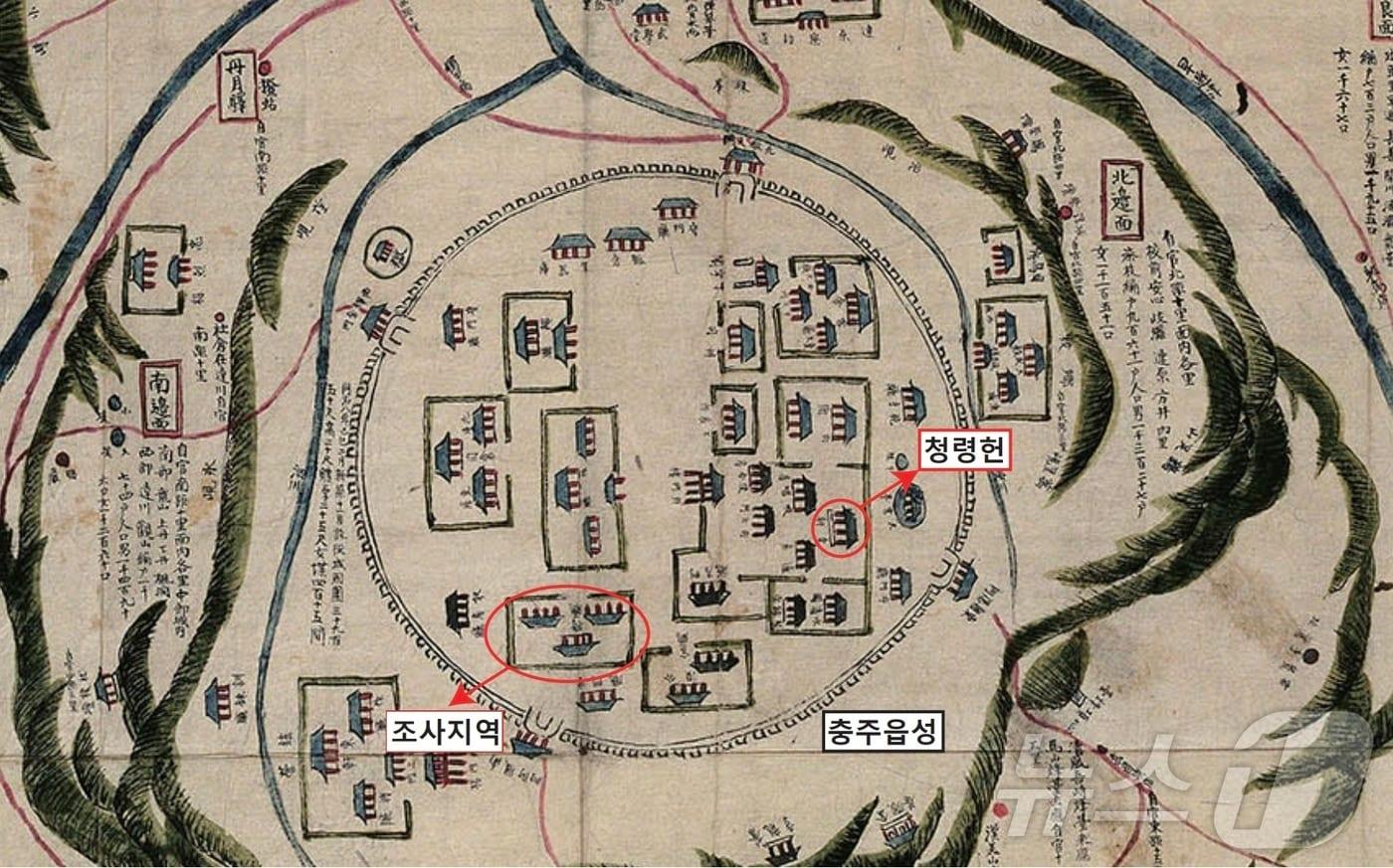  임진왜란 때 불에 탄 충주사고&#40;史庫&#41;가 제대로 복원될지 관심이 집중되고 있다. 사진은 충주읍성 옛 지도.&#40;국원문화재연구원 제공&#41;2024.8.18/뉴스1