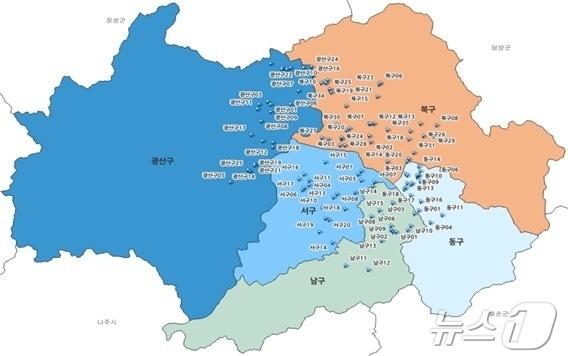 광주시 그늘막 우선설치 필요지역 분포현황.&#40;광주시 제공&#41;/뉴스1&#41; 