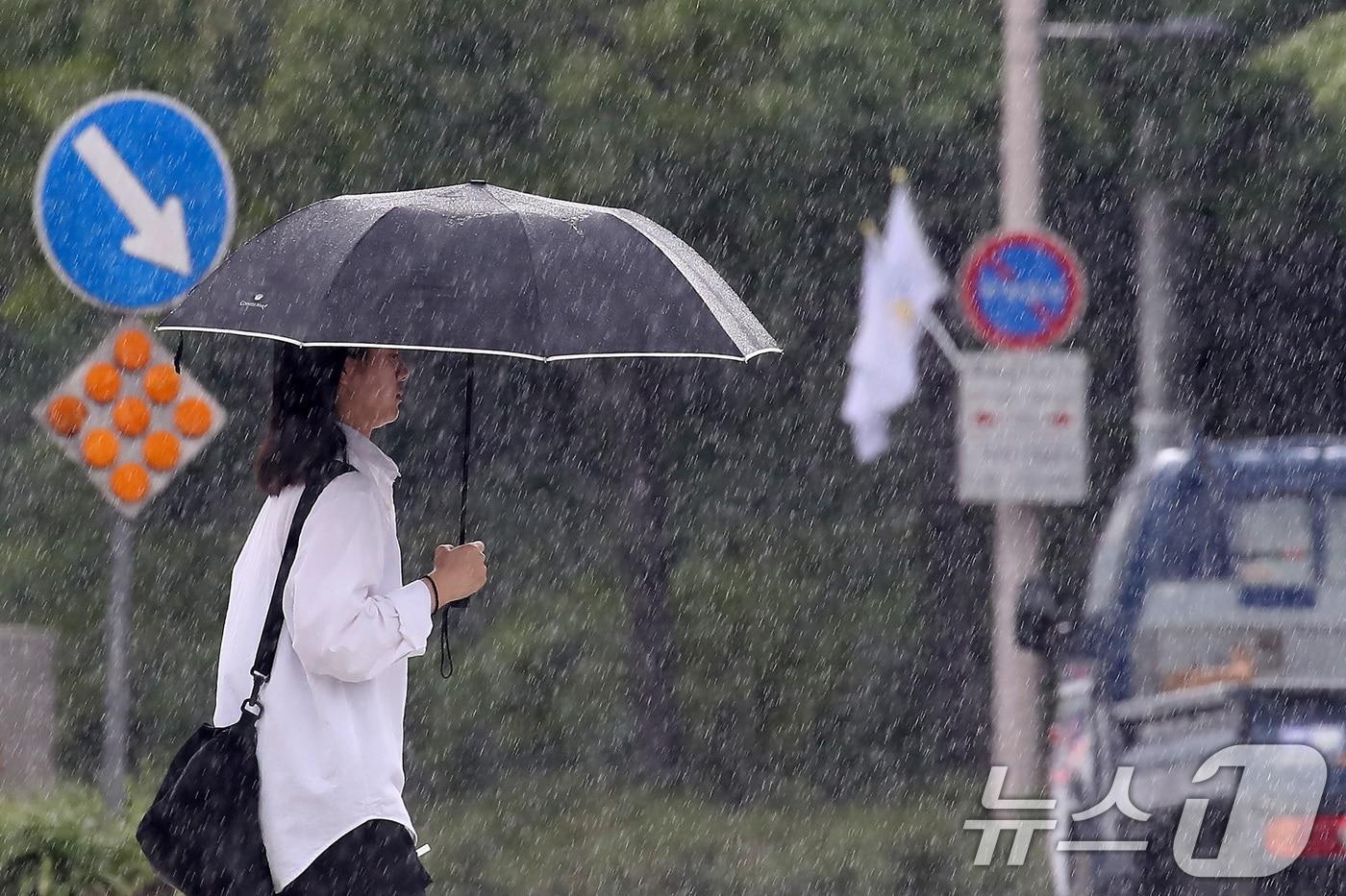 제9호 태풍 &#39;종다리&#39;가 북상 중인 가운데 20일 오후 대구 수성구 달구벌대로 담티고개 인근에 많은 비가 쏟아지고 있다. 2024.8.20/뉴스1 ⓒ News1 공정식 기자