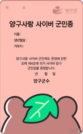 양구사랑 사이버군민증 뒷면&#40;양구군 제공&#41;/뉴스1