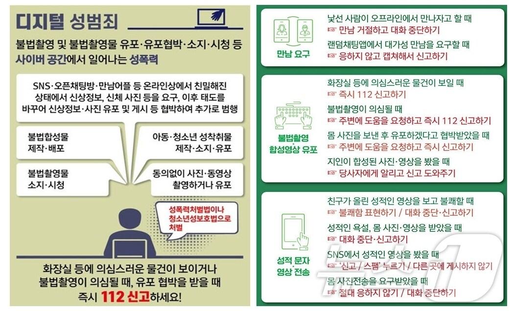 충북교육청이 배포한 디지털 성범죄 신고센터와 피해 대응 요령 안내문.&#40;충북교육청 제공&#41;/뉴스1