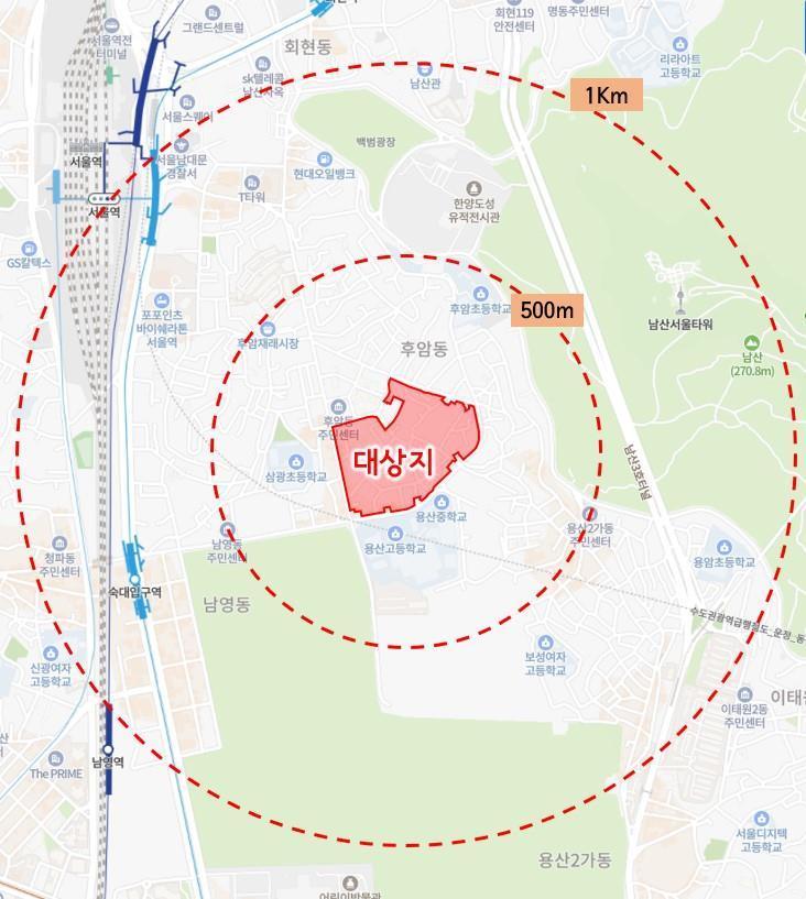 신통기획 후보지로 선정된 용산구 후암동 위치도&#40;서울시 제공&#41;.